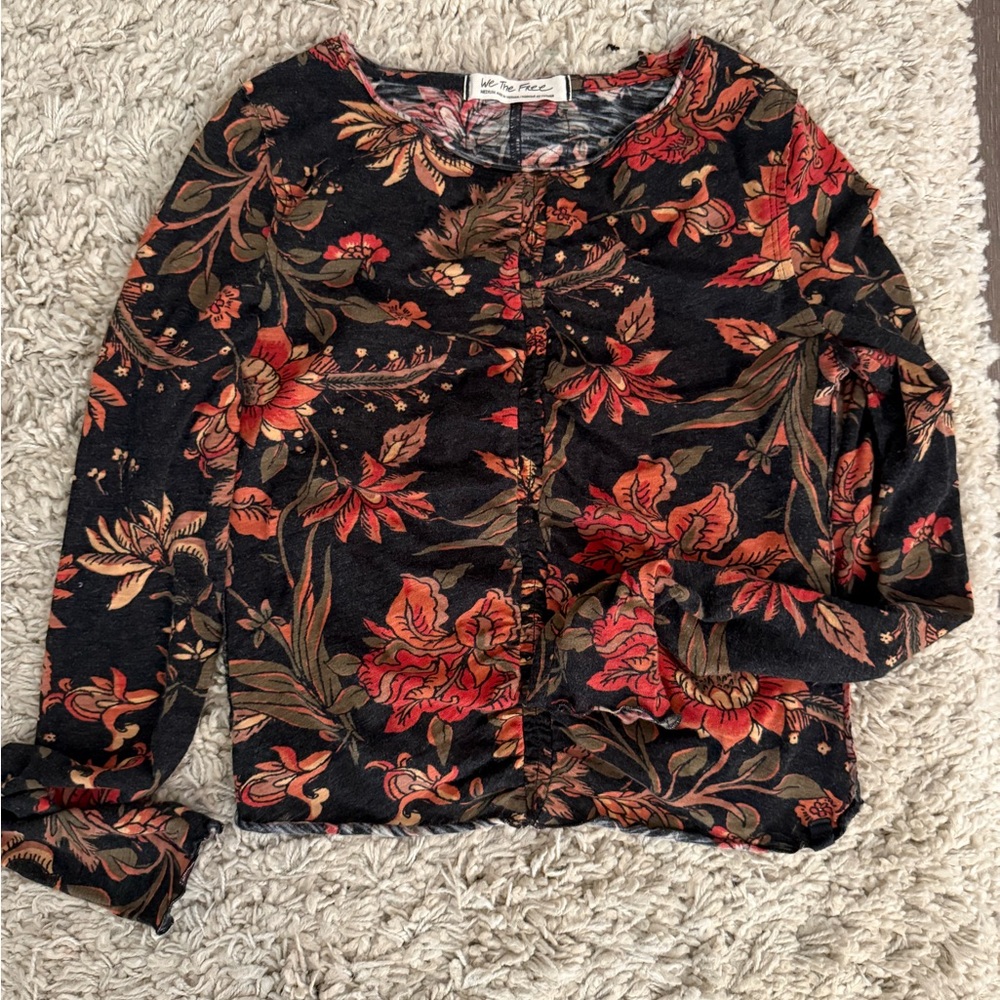 Free People Long Sleeve Flower Top